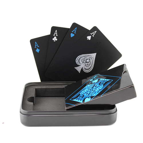 Cartes à jouer en PVC noir imperméable